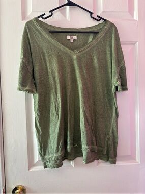 True Craft Sage Green V-Neck Short Sleeve Top XL
